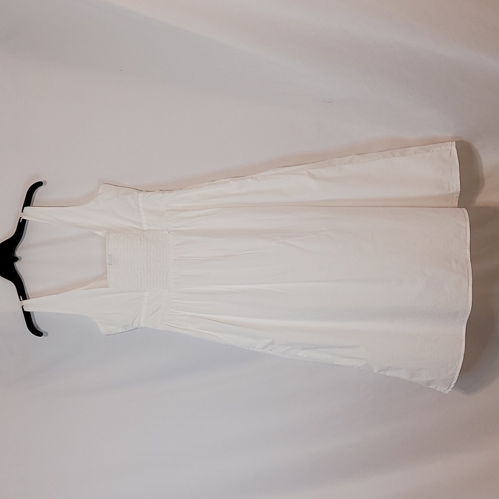 J Crew Women's White Button Front Cotton Popplin Dress - Picture 8 of 12